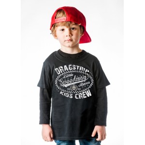 Dragstrip Kids Crew  T`Shirt - Little Speedway Racer Black